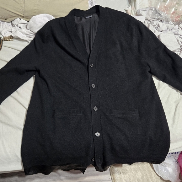 Zara X Steven Meisel Mixed Knit Cardigan Black Oversized Sz Small 100% Silk - Picture 10 of 16